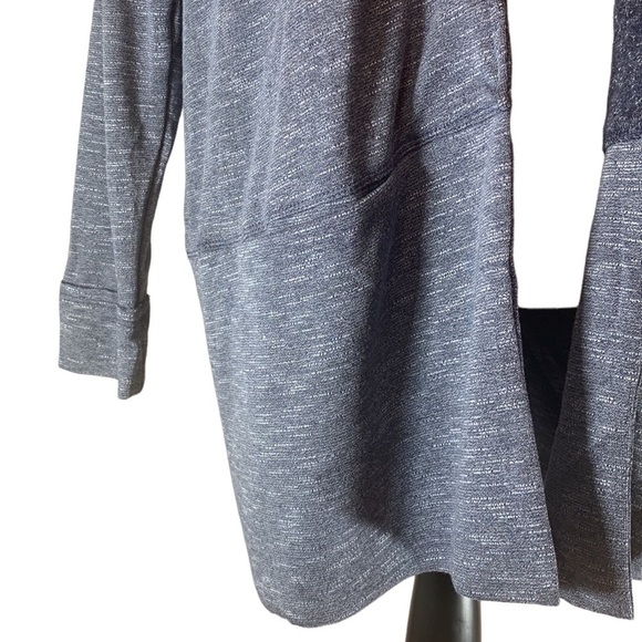 Hummingbird Long Sleeve Navy Cardigan Fuzzy Collar - Navy Blue - Patchwork - Picture 4 of 12